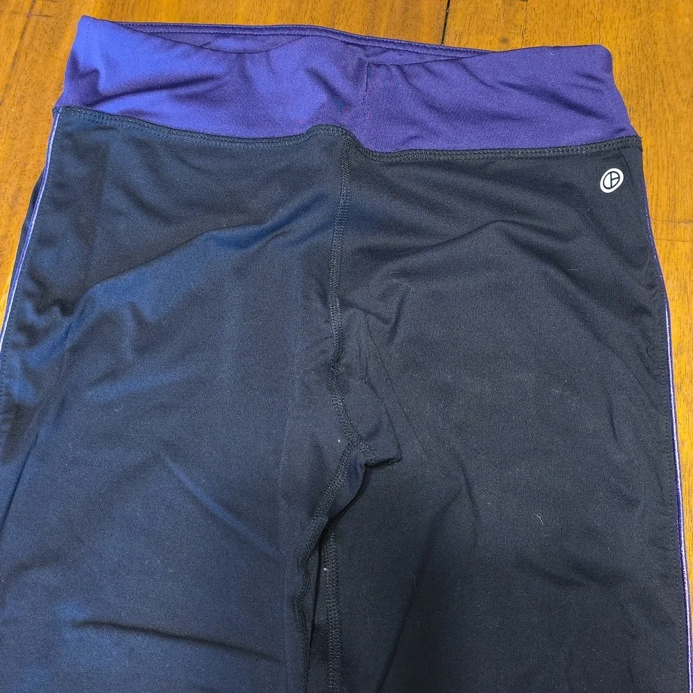 Luxe Black Leggings with Purple Accents